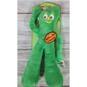 Multipet Plush Filled Gumby Dog Toy Stuffed Animal Squeaker Green 9" New